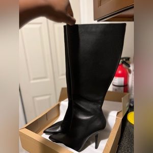 BRAND NEW WITH TAGS: LEATHER ZARA BLACK HEELED BOOTS